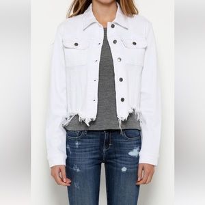 HIDDEN white jeans jacket distressed - xs (only worn a few times)